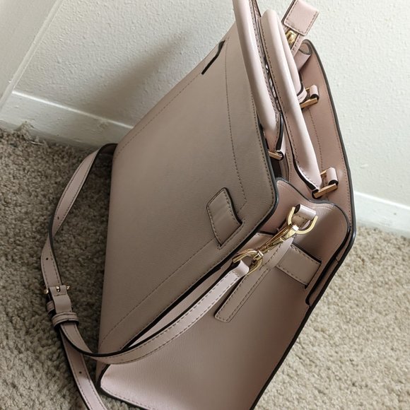 Rayne Medium Saffiano Leather Satchel (Powder Blush - Picture 3 of 8